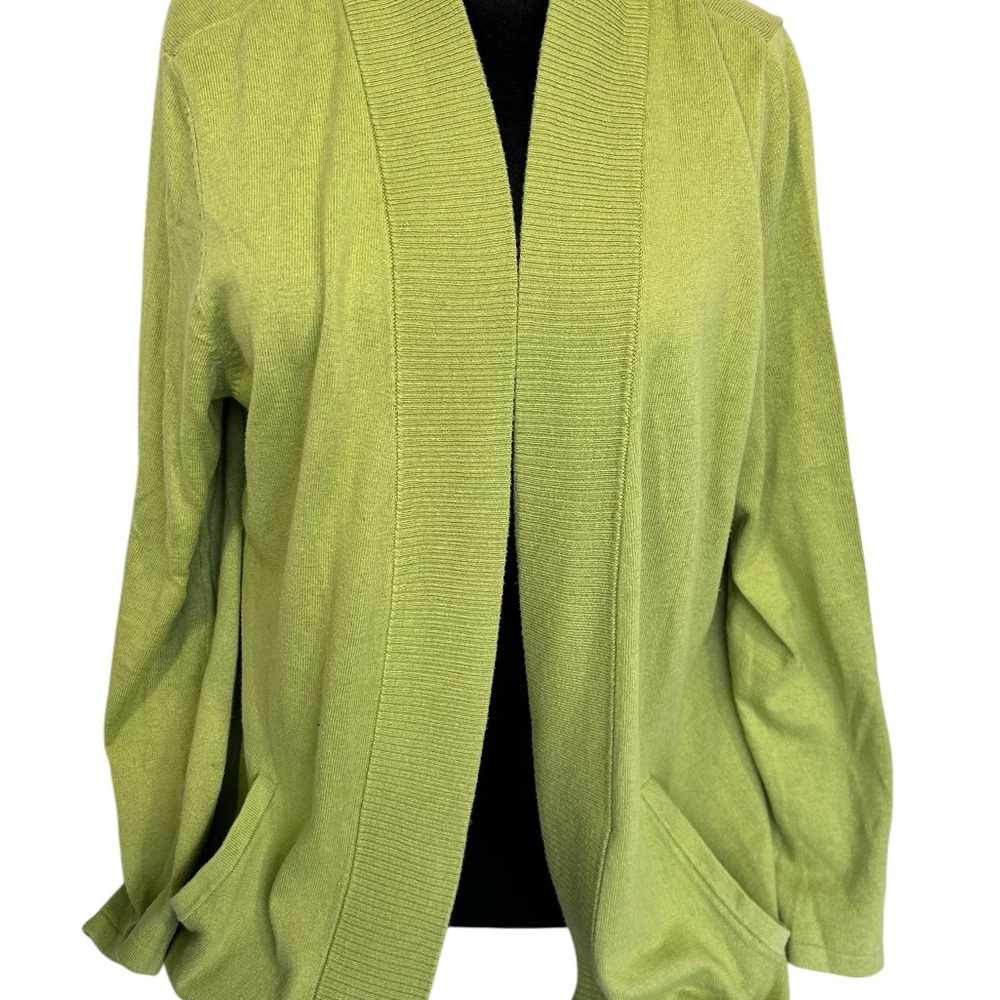 Chicos Sweater Lime Green Open Cardigan Size 3 (Chicos Size Extra Large) Spring
